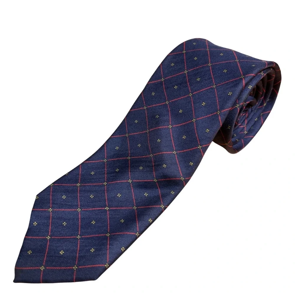 Brooks Brothers Brooksgate‎ Men's Silk Tie Navy Red Geometric Pattern 3